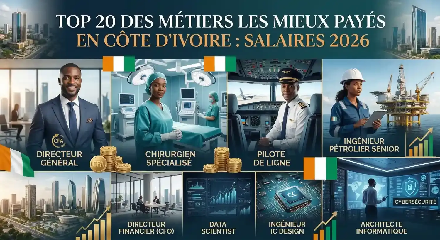 Top 20 des Métiers les Mieux Payés en Côte d'Ivoire : Salaires 2026